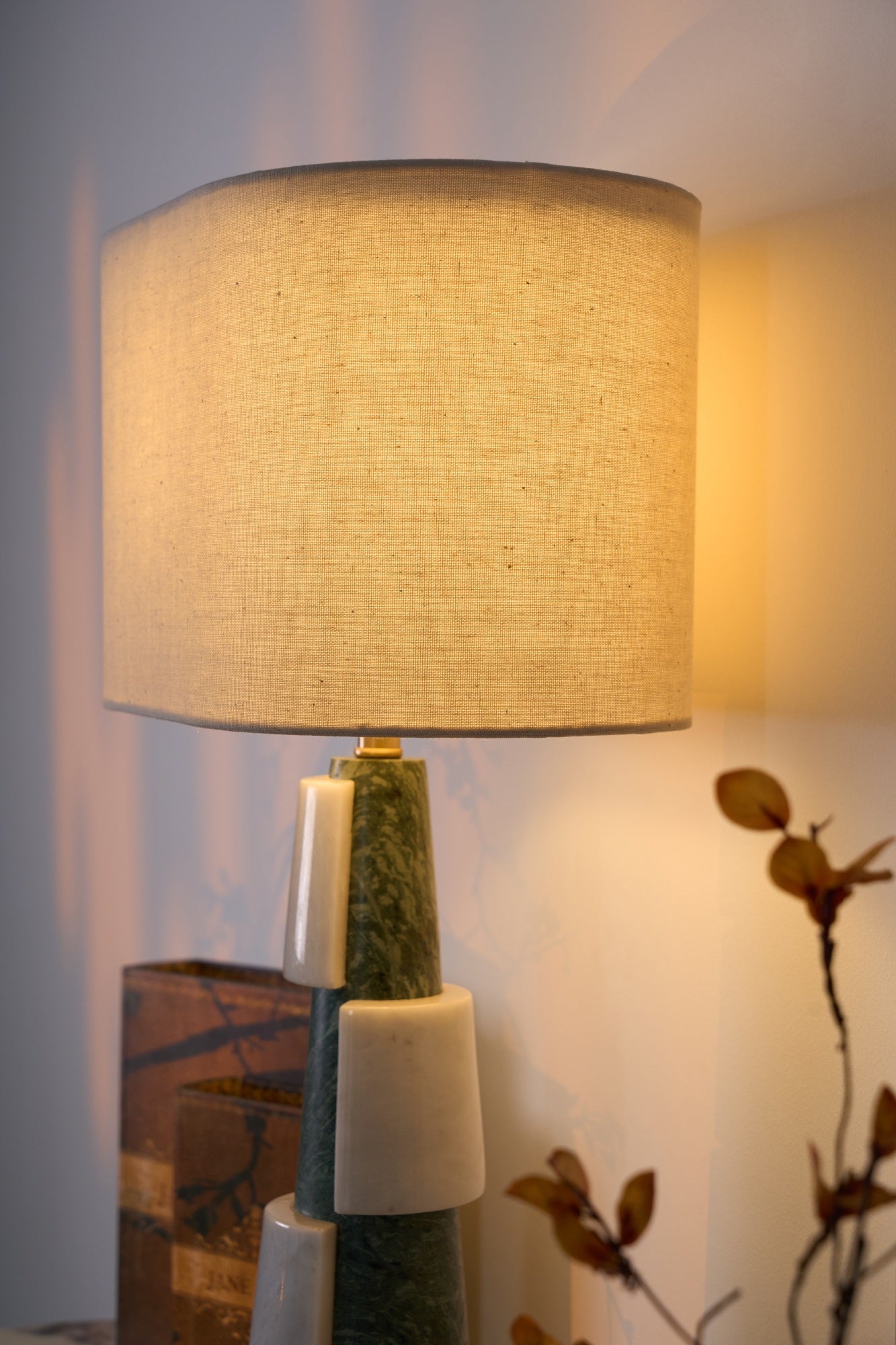 Duomo Marble Table Lamp | Marble & Fabric | Green & White