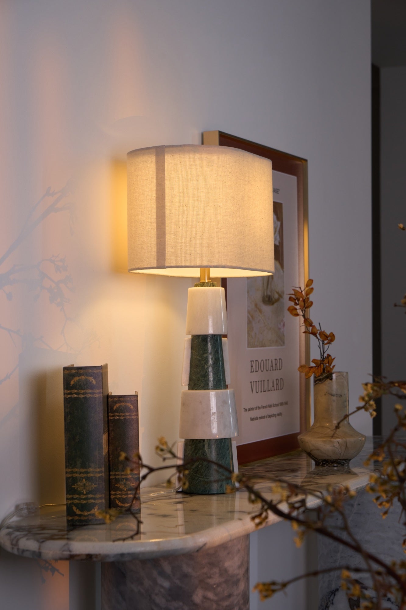 Duomo Marble Table Lamp | Marble & Fabric | Green & White