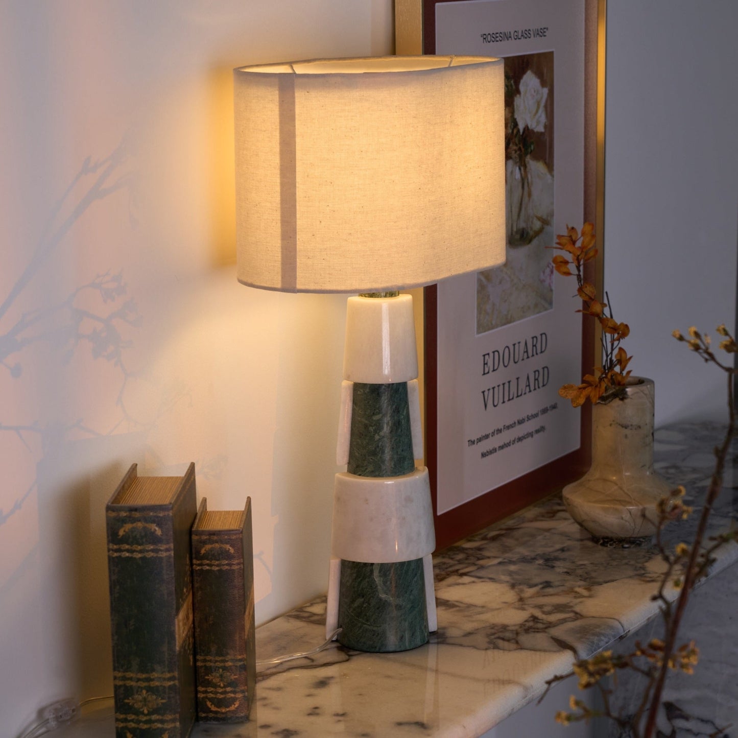 Duomo Marble Table Lamp | Marble & Fabric | Green & White