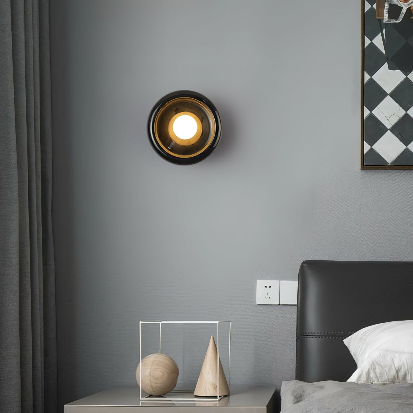 Eclipse Jade Wall Sconce | Natural Jade, Marble, Metal, Glass | Green, White, Beige, Black, White