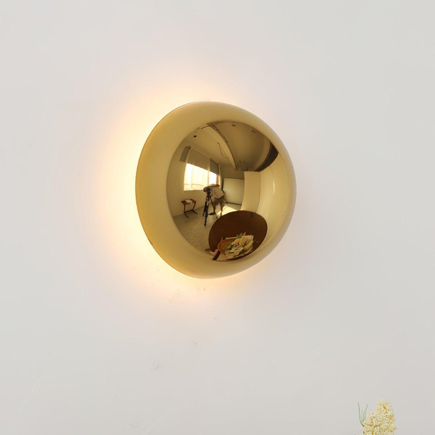 Aurum Sphere Wall Sconce | Glossy Gold Metal | Set of 2