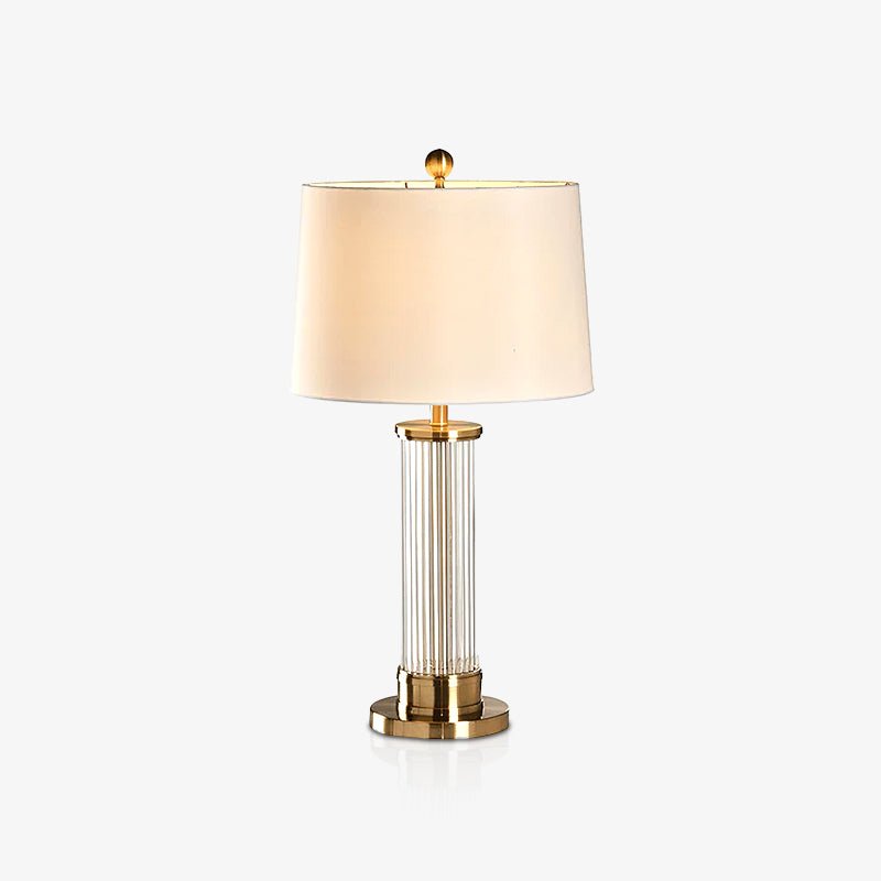 Edda Table Lamp | Metal Base & Linen Shade | Gold & White
