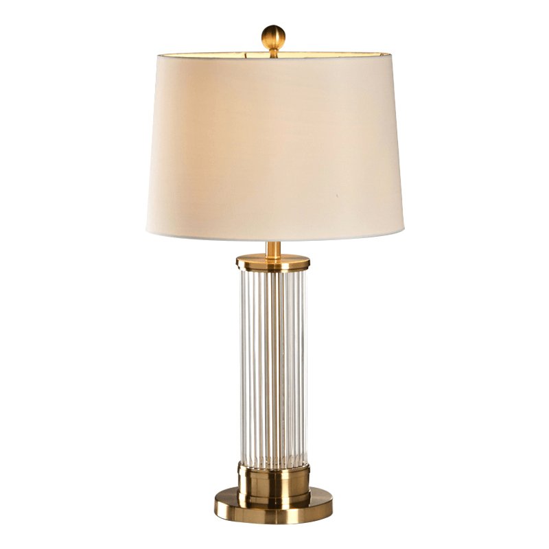 Edda Table Lamp | Metal Base & Linen Shade | Gold & White