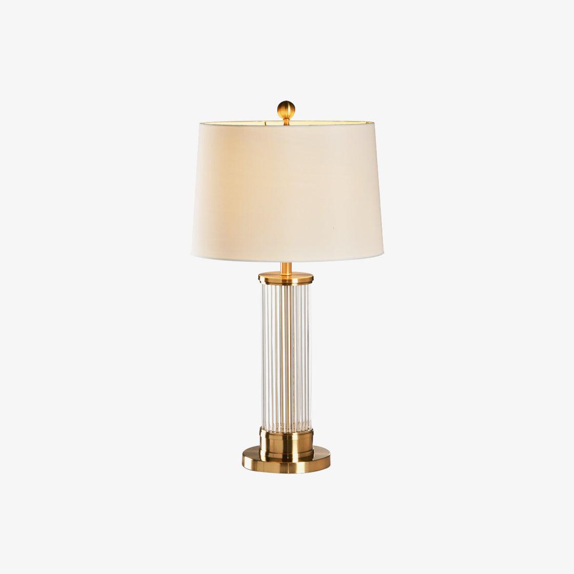 Edda Table Lamp | Metal Base & Linen Shade | Gold & White
