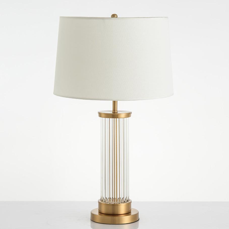 Edda Table Lamp | Metal Base & Linen Shade | Gold & White
