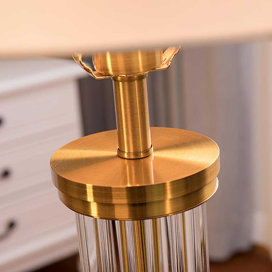 Edda Table Lamp | Metal Base & Linen Shade | Gold & White