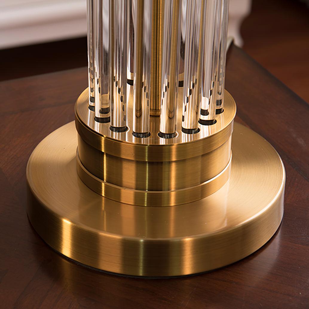 Edda Table Lamp | Metal Base & Linen Shade | Gold & White