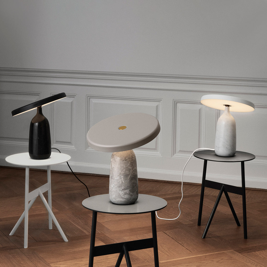 Eddy Table Lamp | Steel & Marble | Black, Grey, White