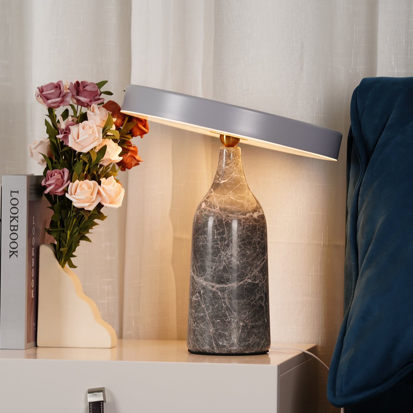 Eddy Table Lamp | Steel & Marble | Black, Grey, White