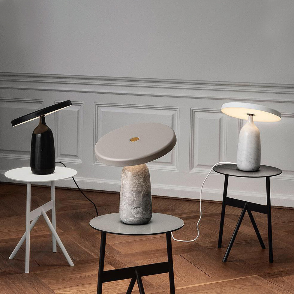Eddy Table Lamp | Steel & Marble | Black, Grey, White