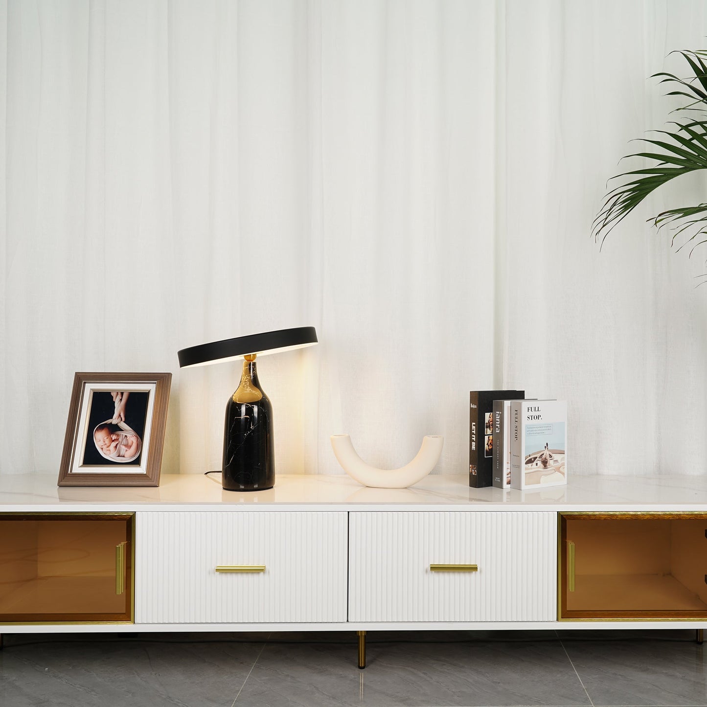 Eddy Table Lamp | Steel & Marble | Black, Grey, White