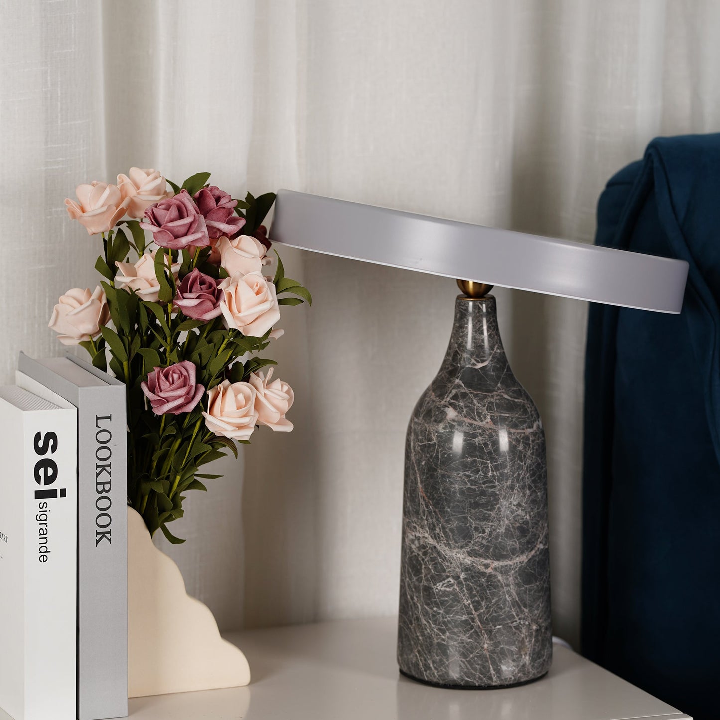 Eddy Table Lamp | Steel & Marble | Black, Grey, White