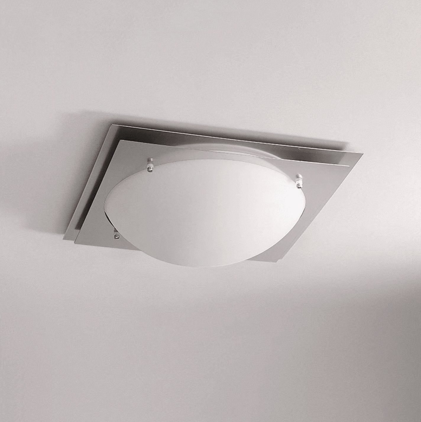 Edged Glass Ceiling Lamp | Stainless Steel | White Shade