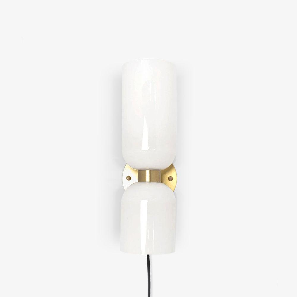 Edie Plug-In Wall Lamp | Brass & Glass | Opal, Smoke Grey, Blue Shades