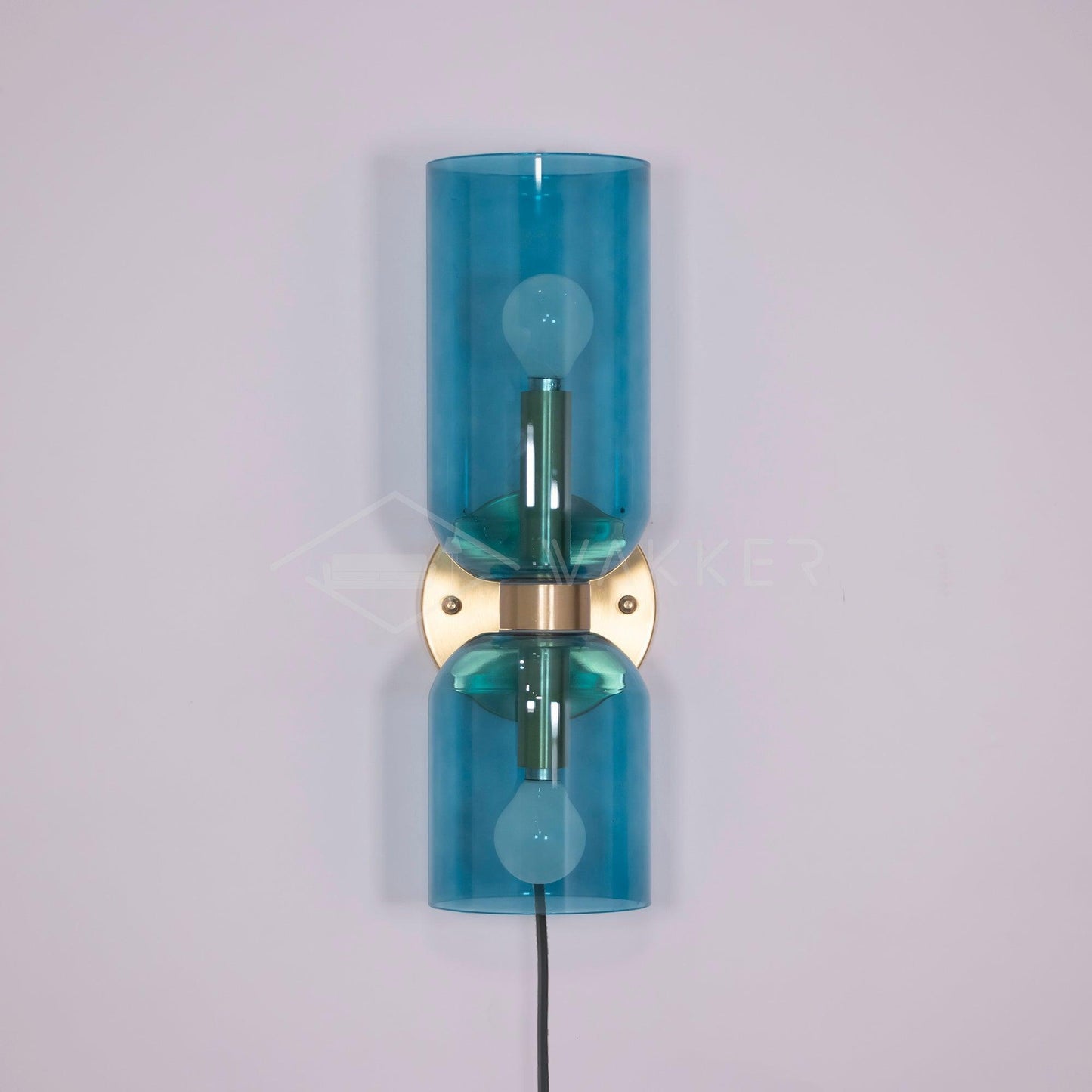Edie Plug-In Wall Lamp | Brass & Glass | Opal, Smoke Grey, Blue Shades