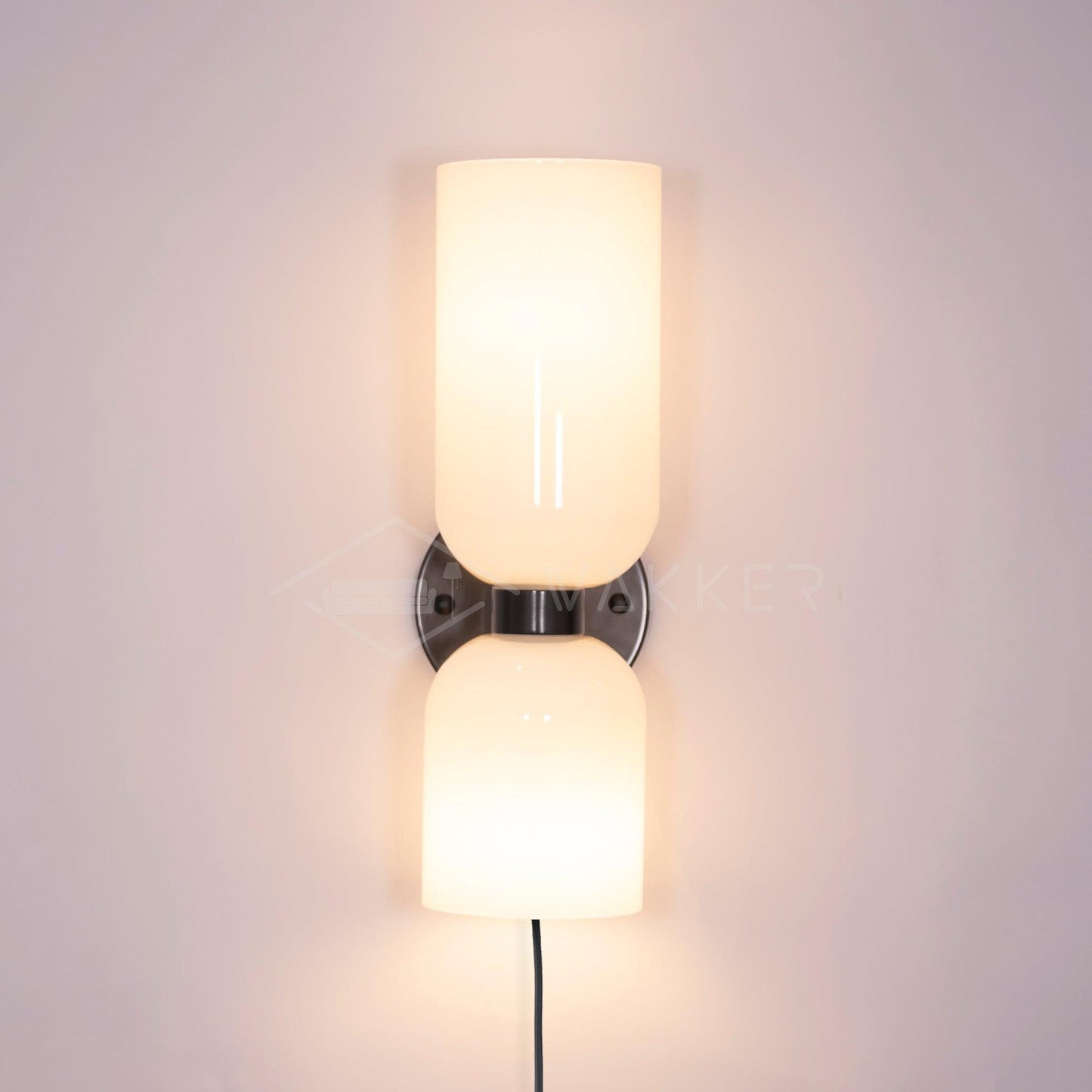 Edie Plug-In Wall Lamp | Brass & Glass | Opal, Smoke Grey, Blue Shades