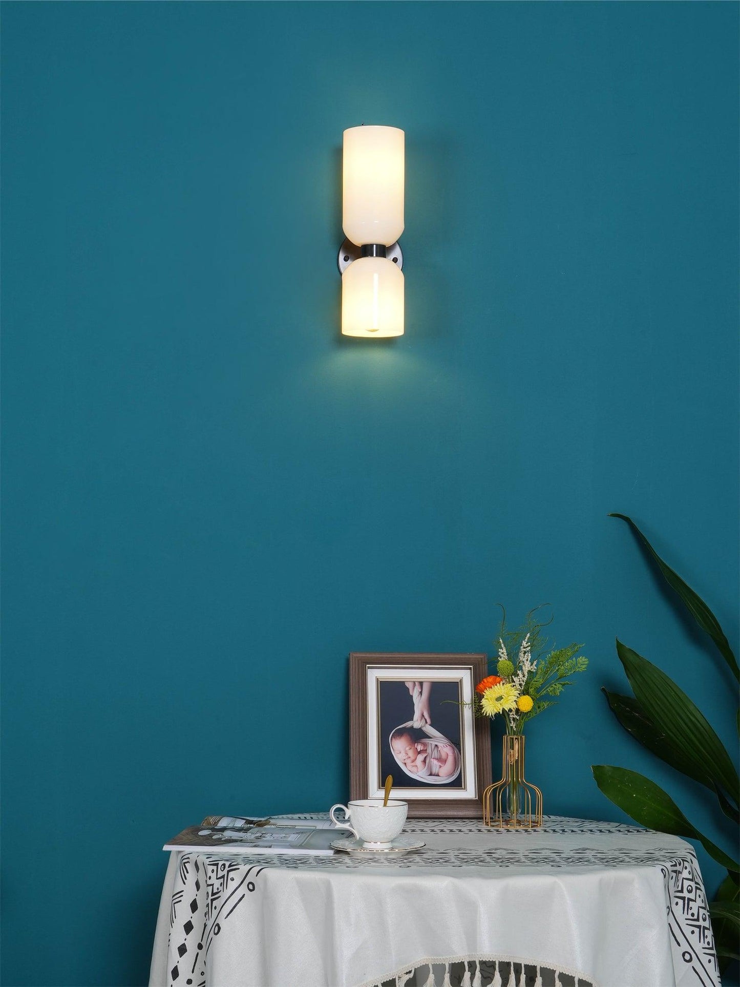 Wall Lamp Set of 2 | Opal & Smoked Glass | Satin Brass & Blackened Brass