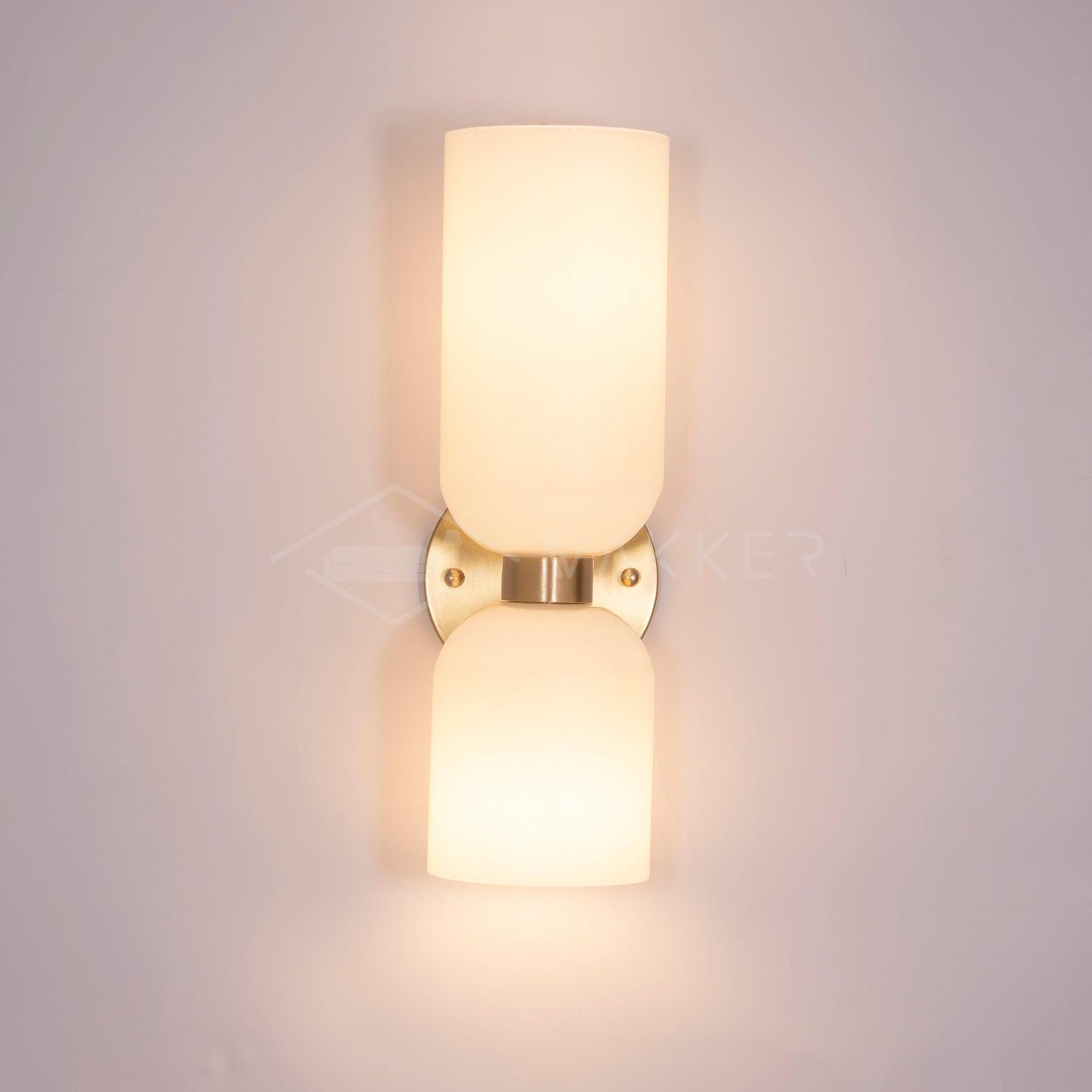 Wall Lamp Set of 2 | Opal & Smoked Glass | Satin Brass & Blackened Brass