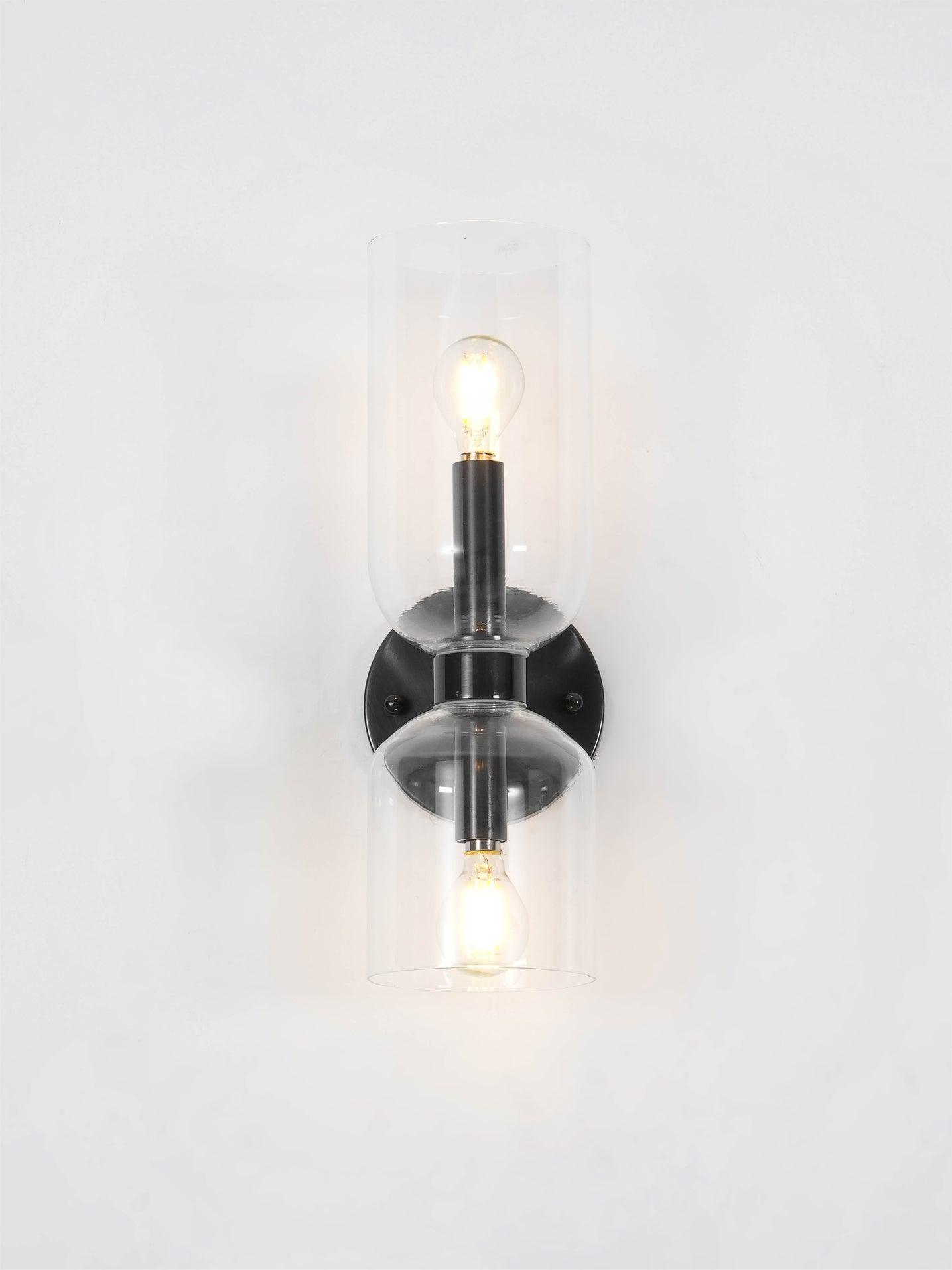 Wall Lamp Set of 2 | Opal & Smoked Glass | Satin Brass & Blackened Brass