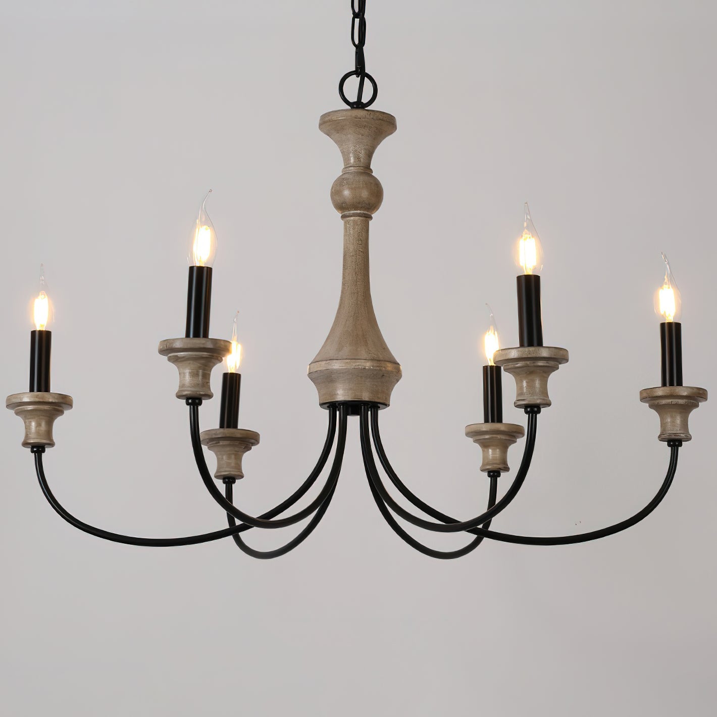 Edvivi Chandelier | Rustic Iron & Distressed Wood | 6 or 8 Lights