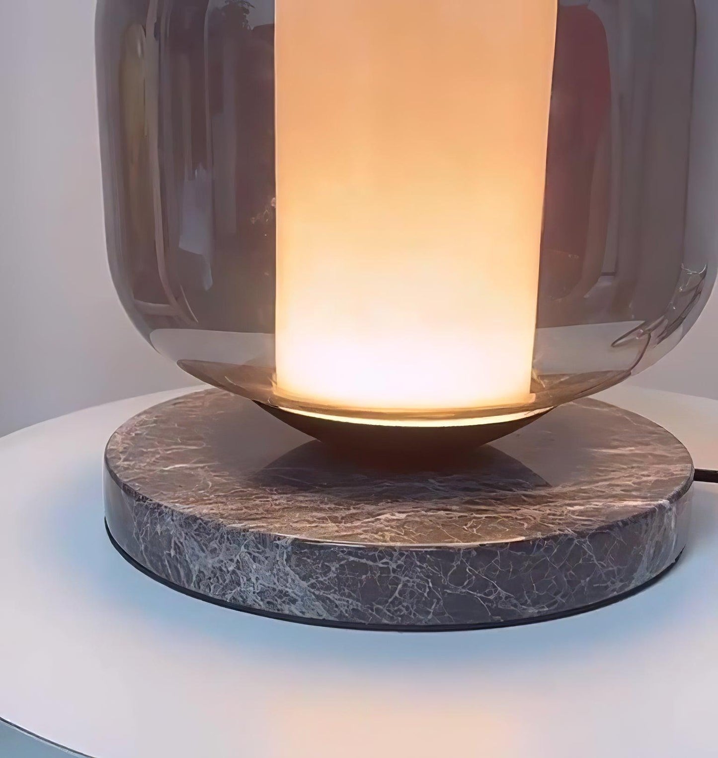 Eira Marble Table Lamp | Marble & Glass | Black & Smoke Gray