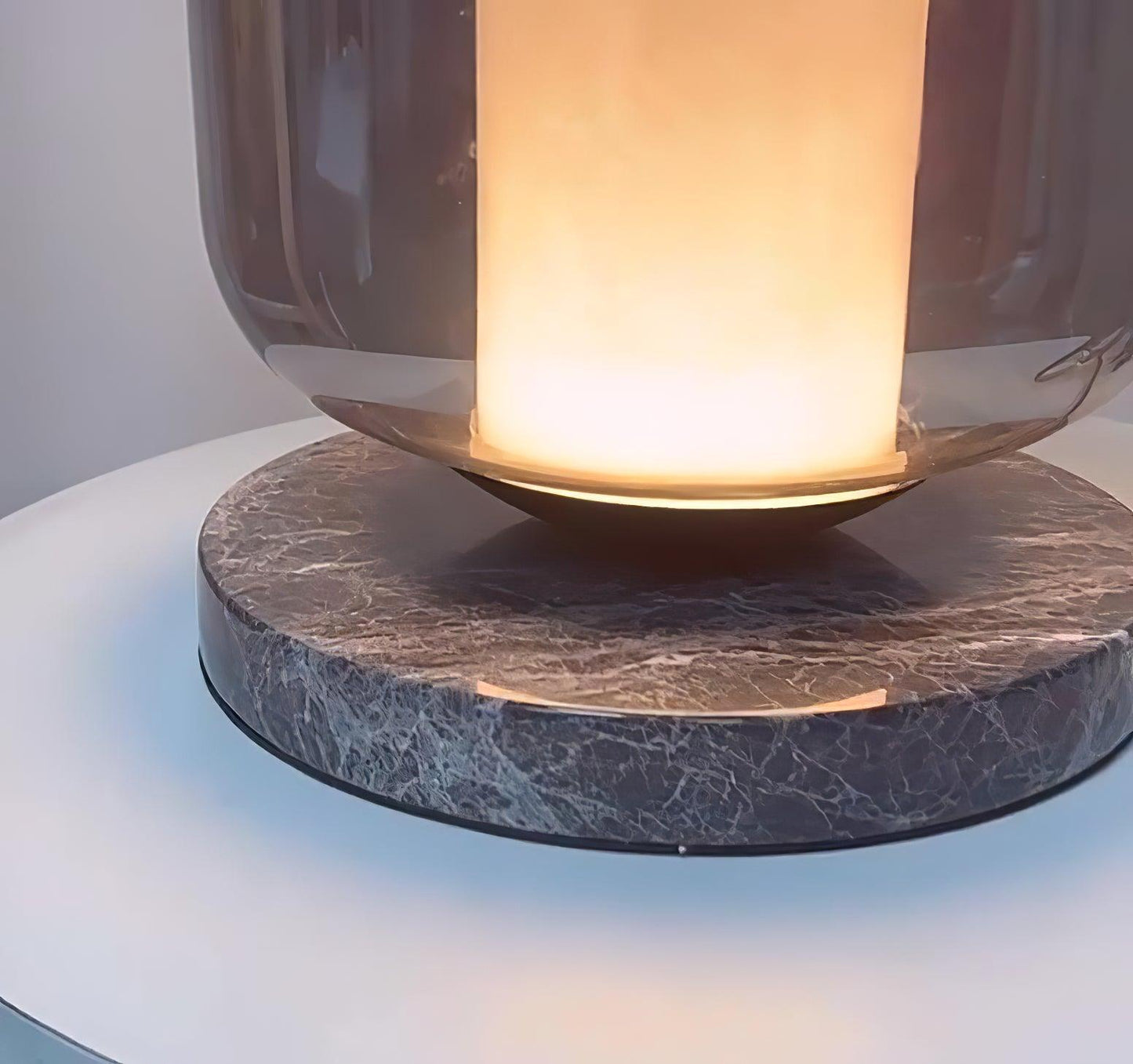 Eira Marble Table Lamp | Marble & Glass | Black & Smoke Gray