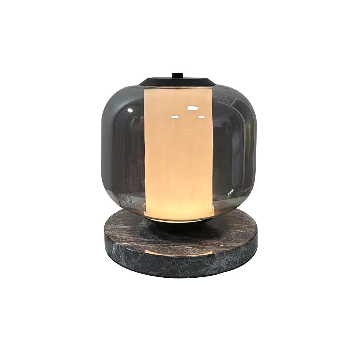Eira Marble Table Lamp | Marble & Glass | Black & Smoke Gray