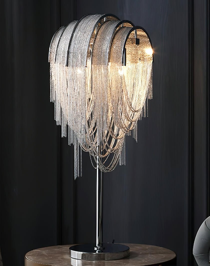 Chains Tassel Table Lamp | Metal, Stainless Steel | Gold, Chrome