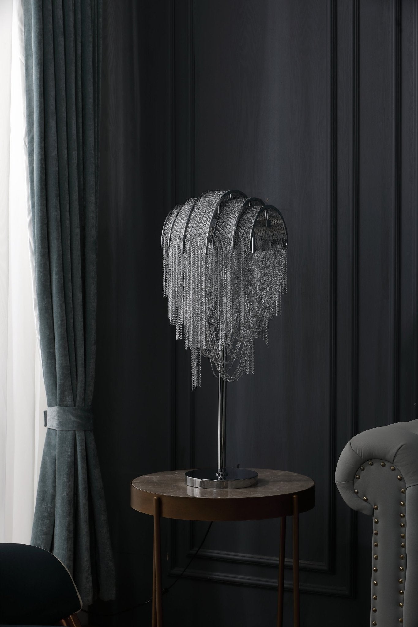 Chains Tassel Table Lamp | Metal, Stainless Steel | Gold, Chrome