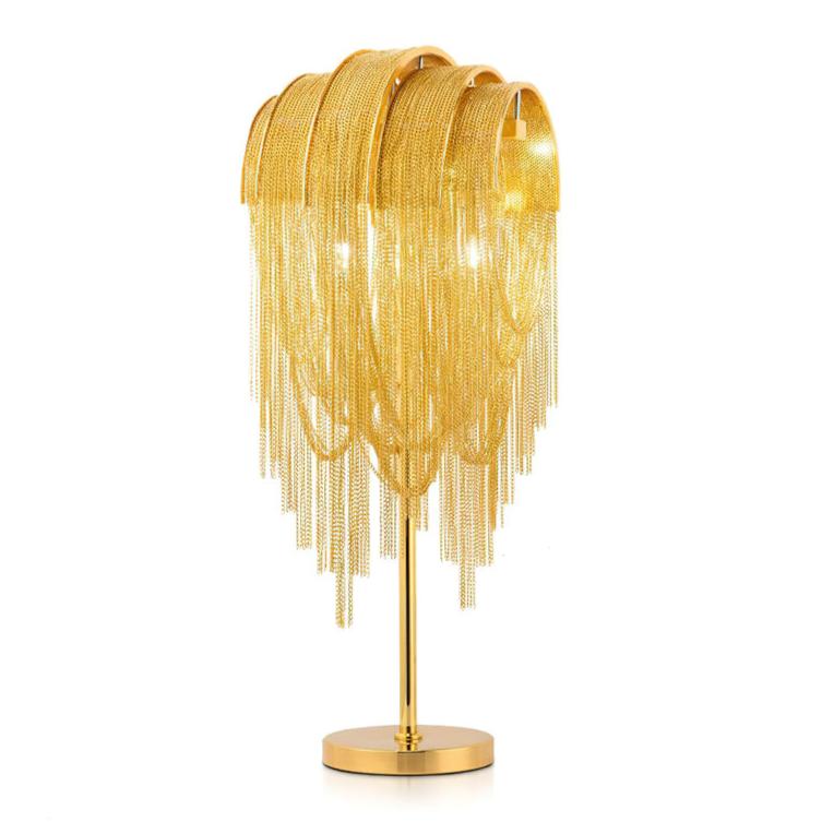 Chains Tassel Table Lamp | Metal, Stainless Steel | Gold, Chrome