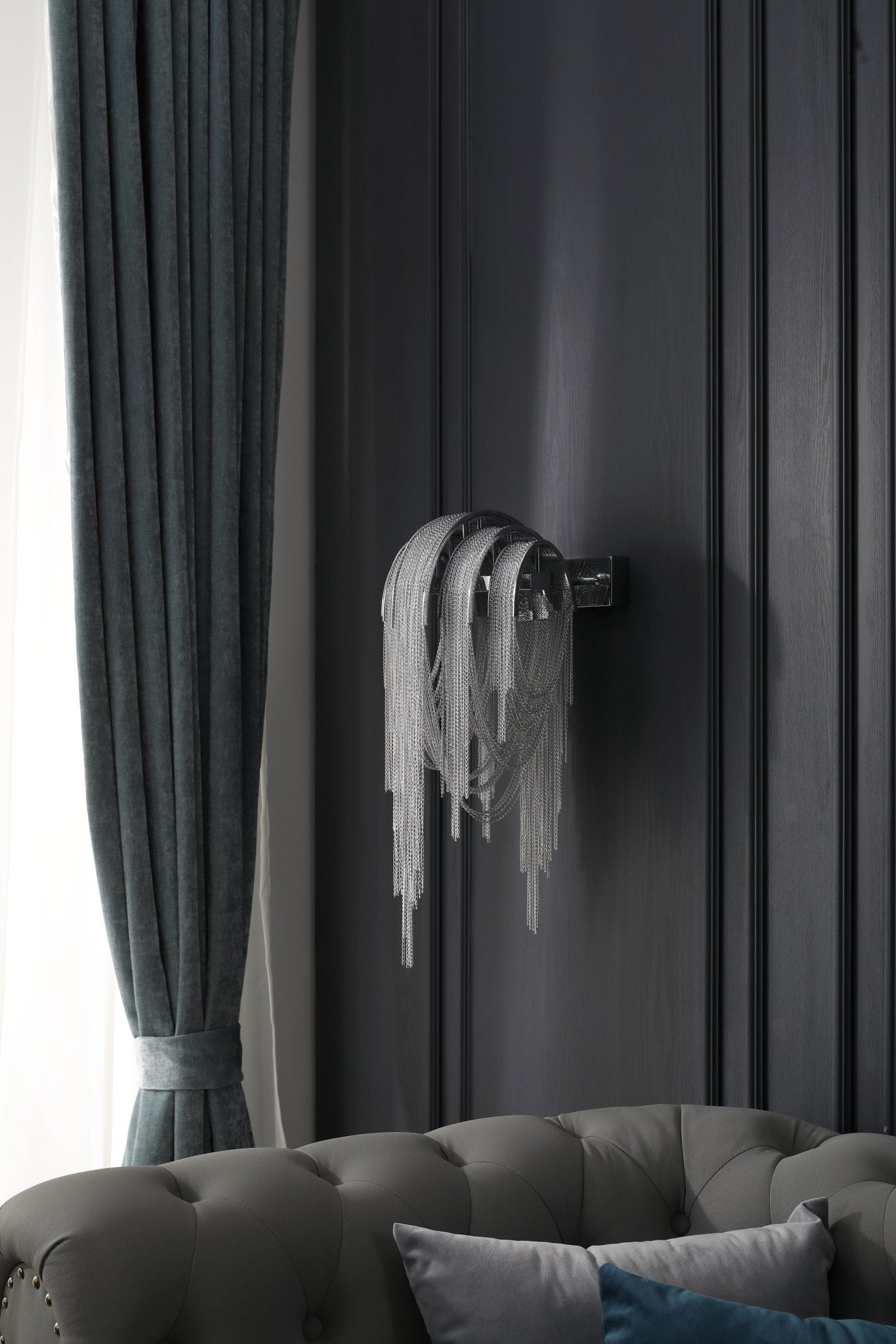 Chains Tassel Wall Lamp | Metal, Stainless Steel | Gold, Chrome