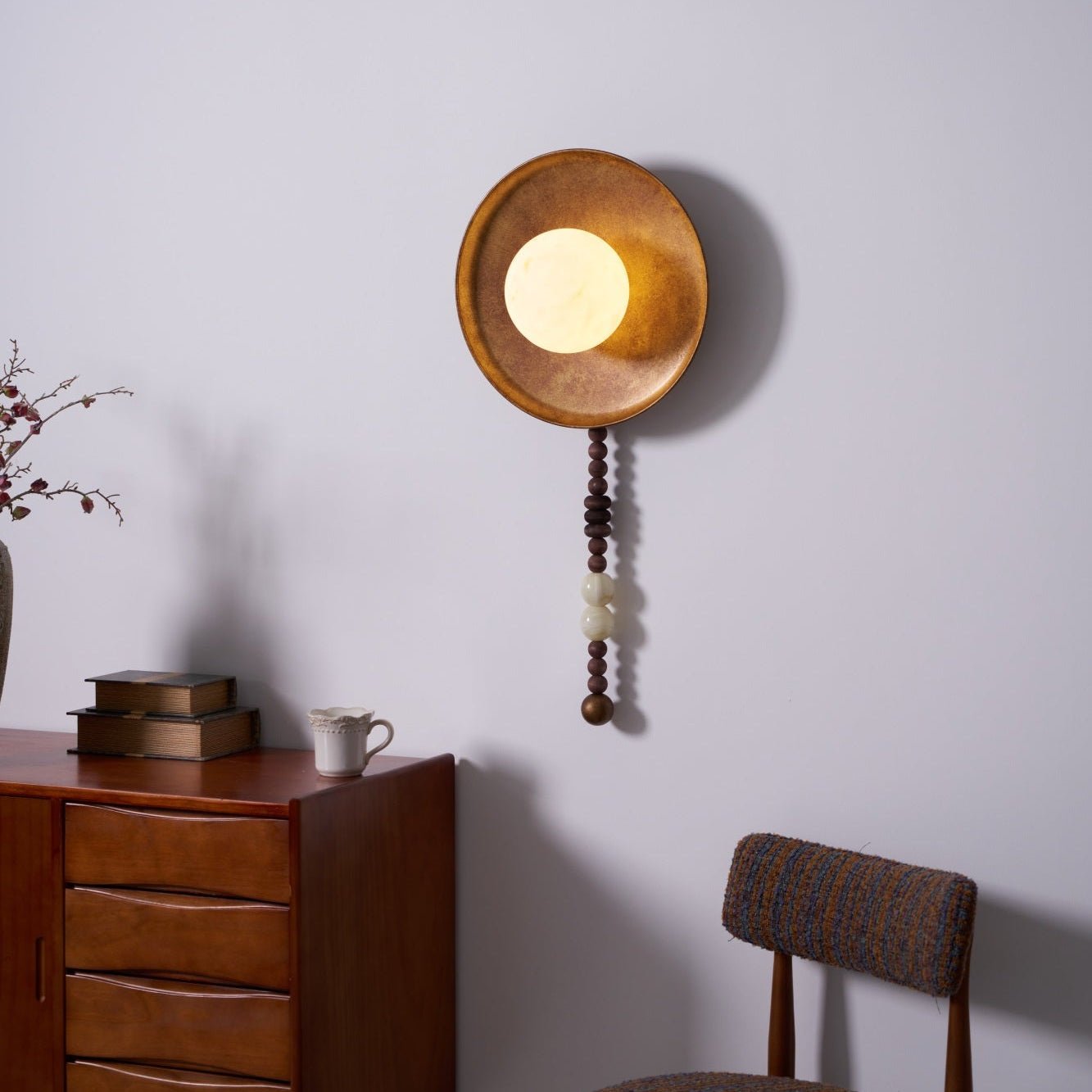 Vintage Wall Lamp | Alabaster Shade | Weathered Bronze Finish