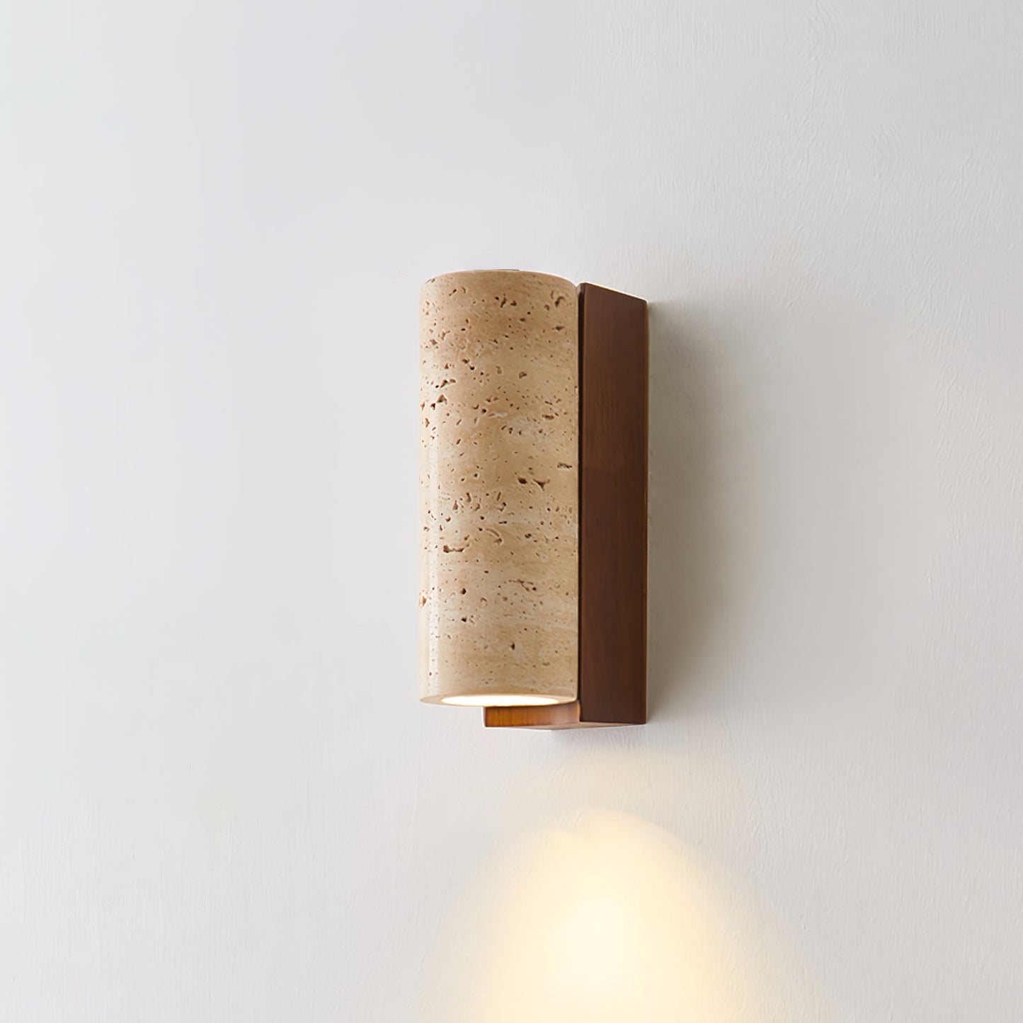 Elevate Wall Lamp | Travertine & Wood | Yellow Travertine