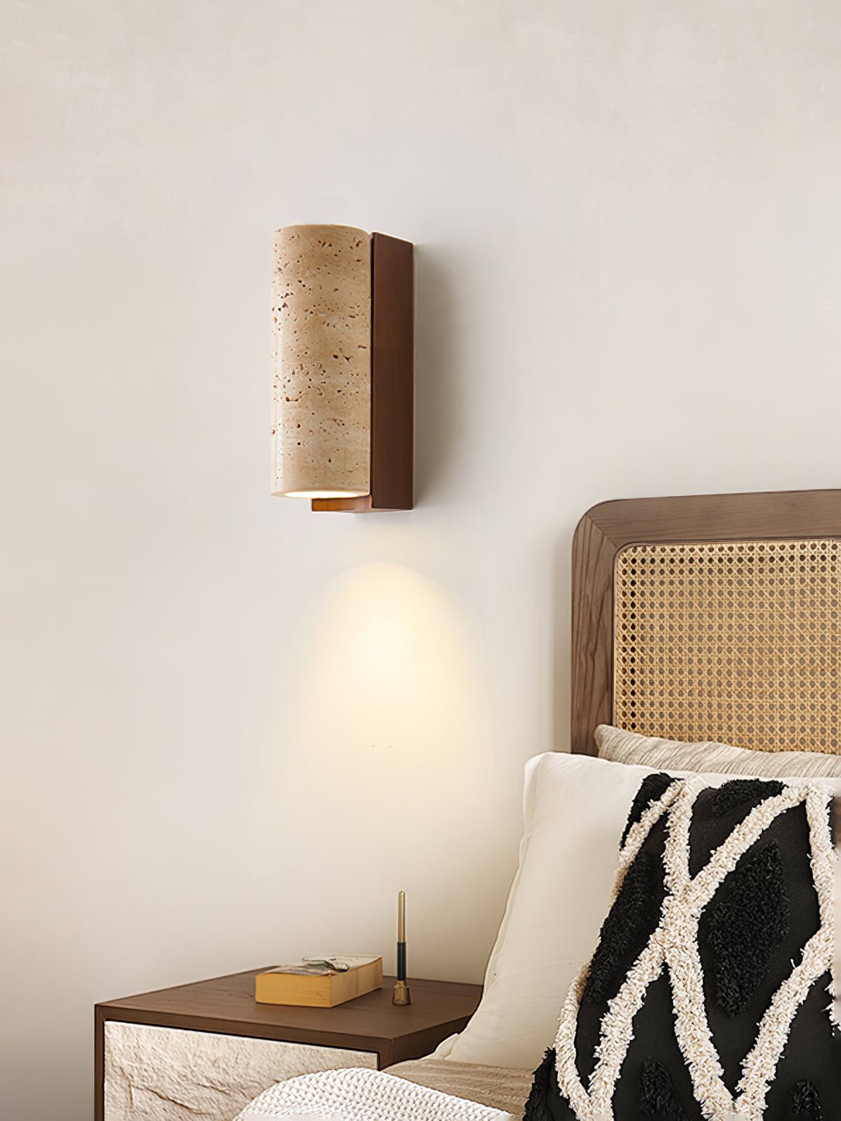 Elevate Wall Lamp | Travertine & Wood | Yellow Travertine