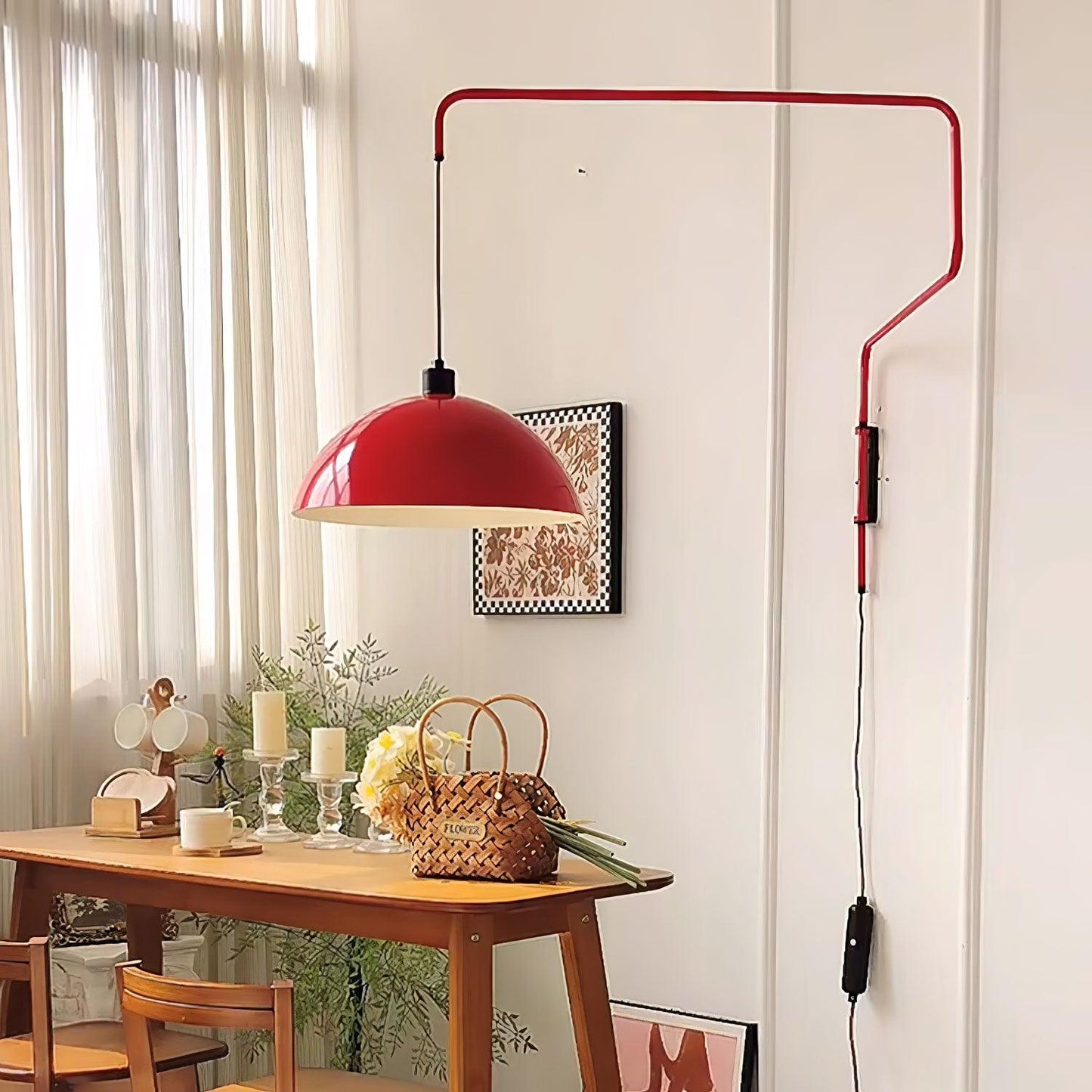 Wall Lamp | Adjustable Metal Shade | Red, White, Black