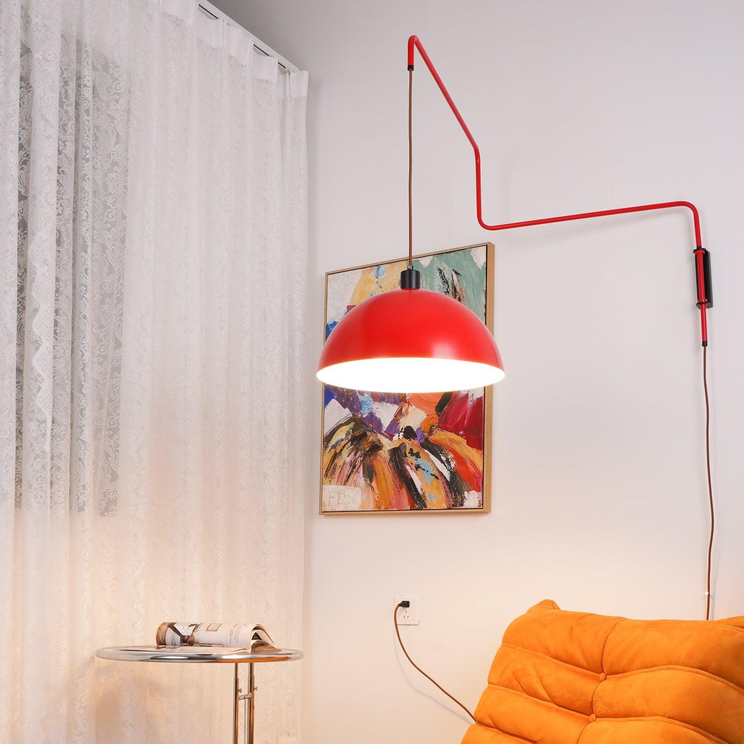 Wall Lamp | Adjustable Metal Shade | Red, White, Black