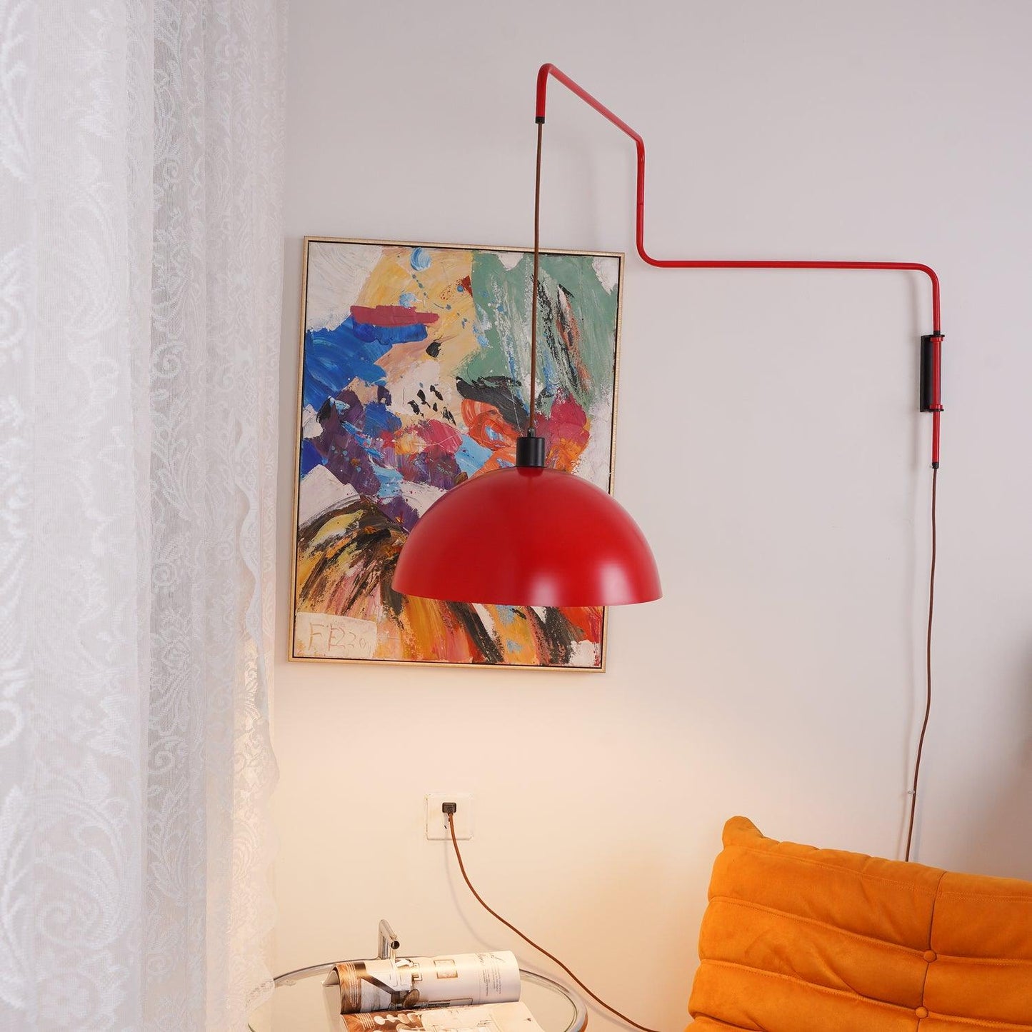 Wall Lamp | Adjustable Metal Shade | Red, White, Black