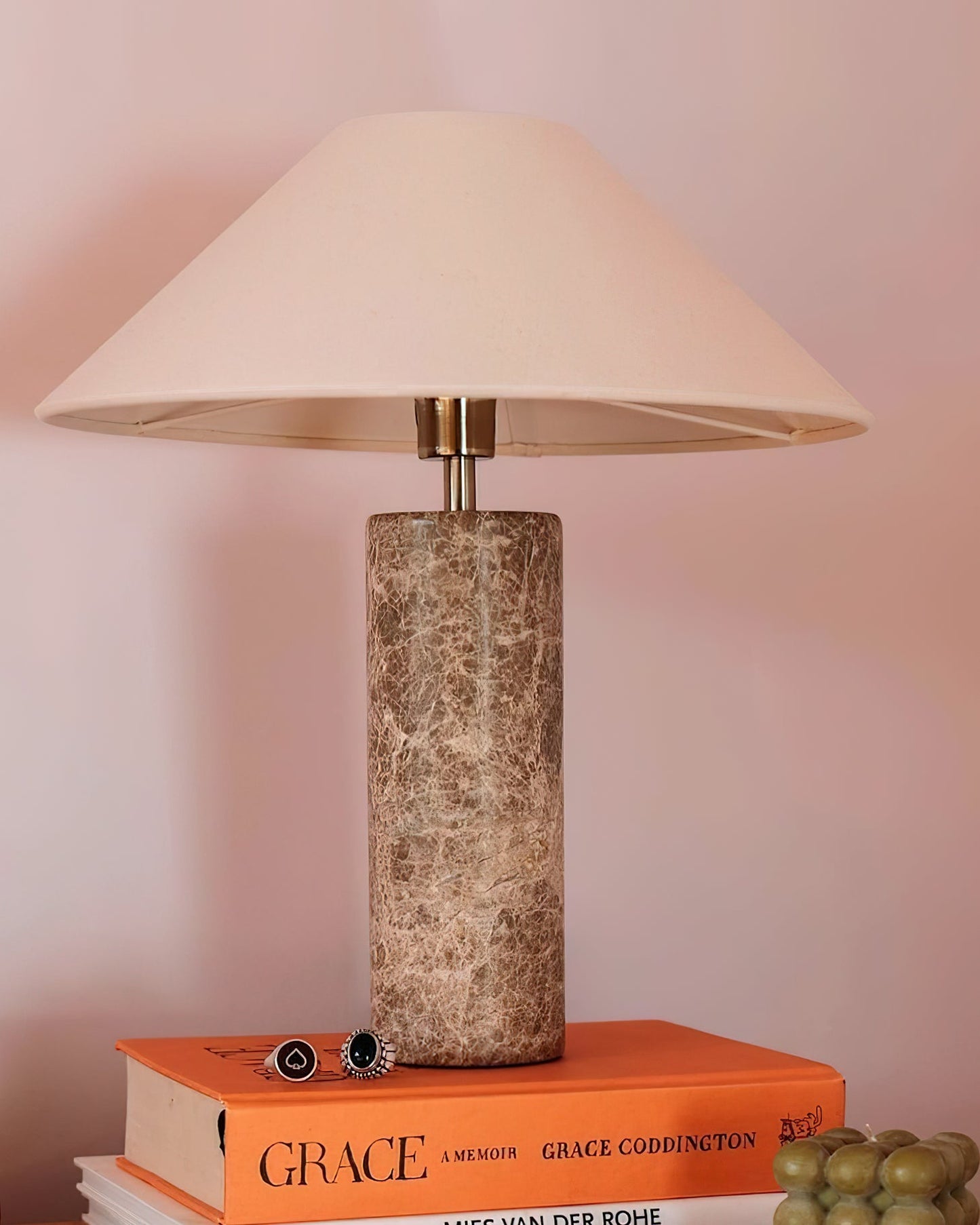 Marble Table Lamp | Beige Marble Base | Modern Design