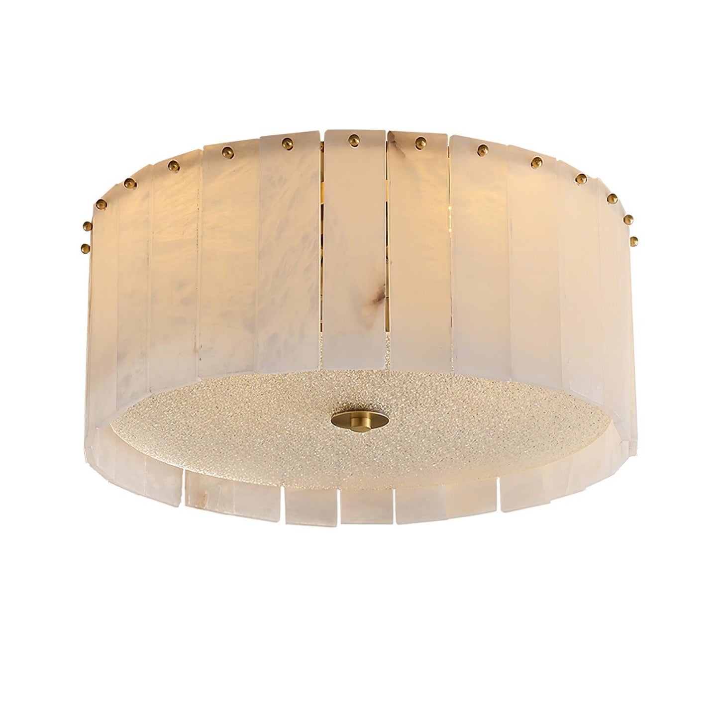 Elysian Alabaster Ceiling Lamp | Brass & Alabaster | White Shade