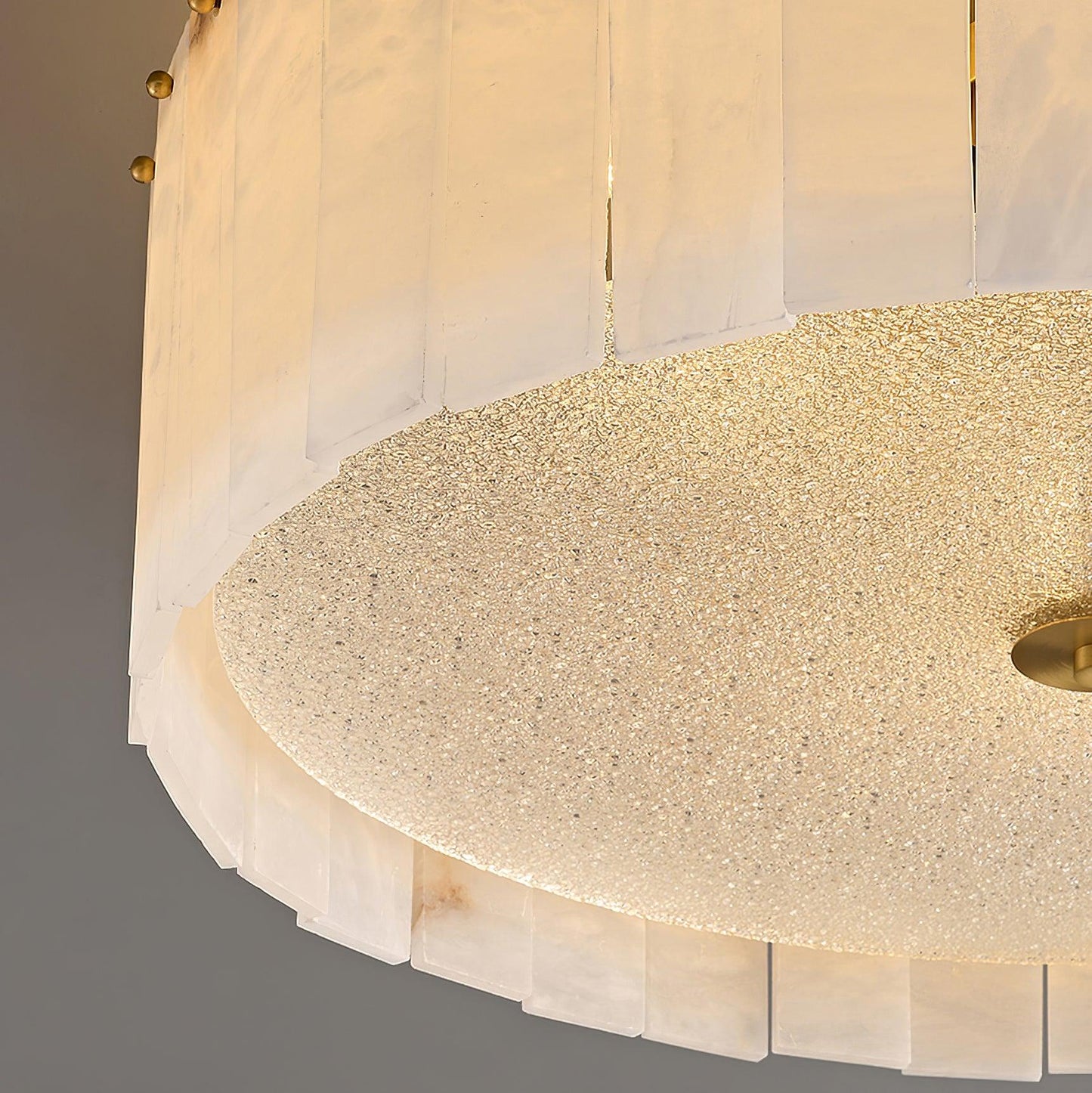 Elysian Alabaster Ceiling Lamp | Brass & Alabaster | White Shade