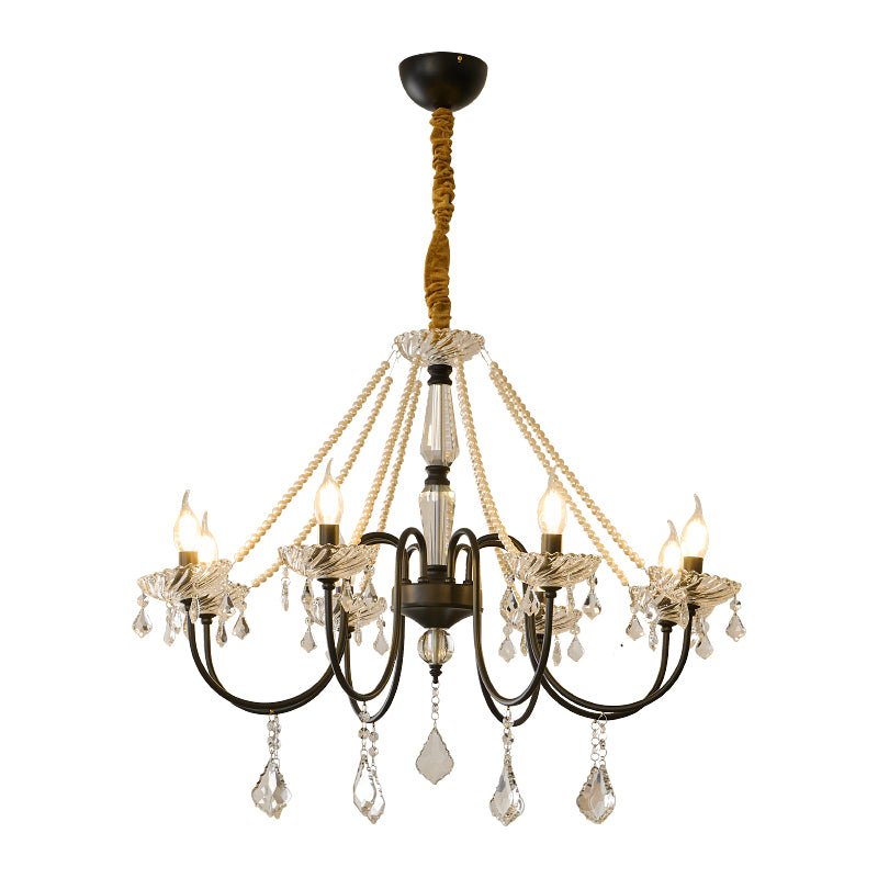 Empress Crystal Chandelier | Black-Coated Iron & Clear Glass | 6 or 8 Lights
