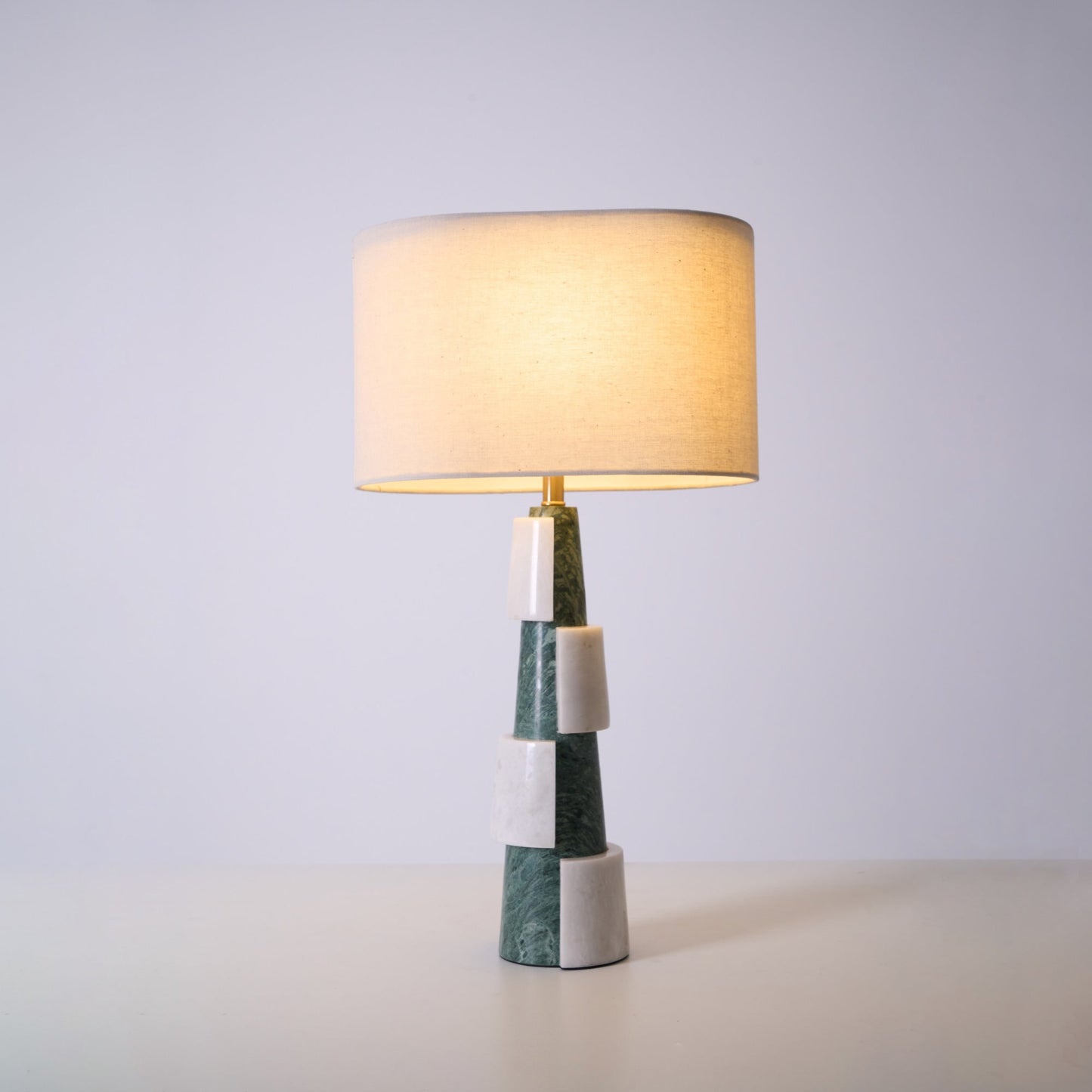 Duomo Marble Table Lamp | Marble & Fabric | Green & White