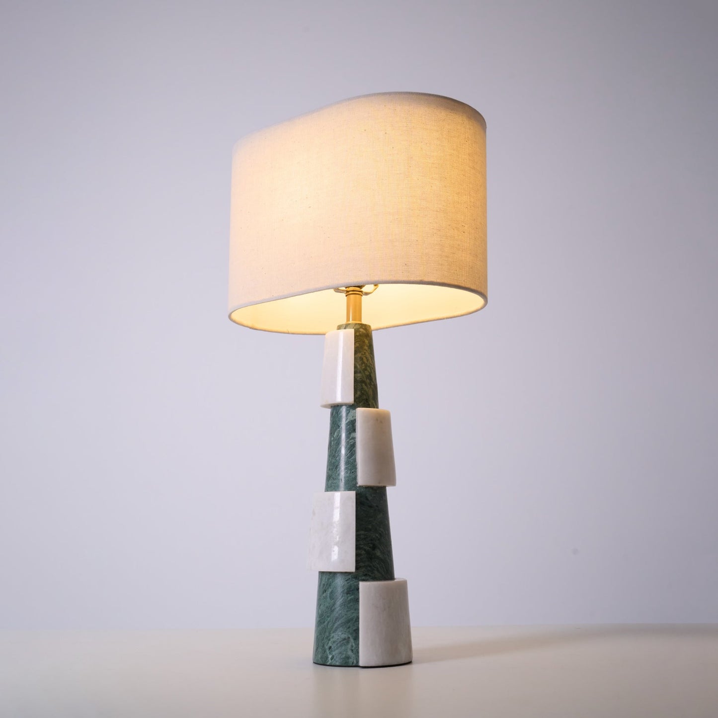 Duomo Marble Table Lamp | Marble & Fabric | Green & White
