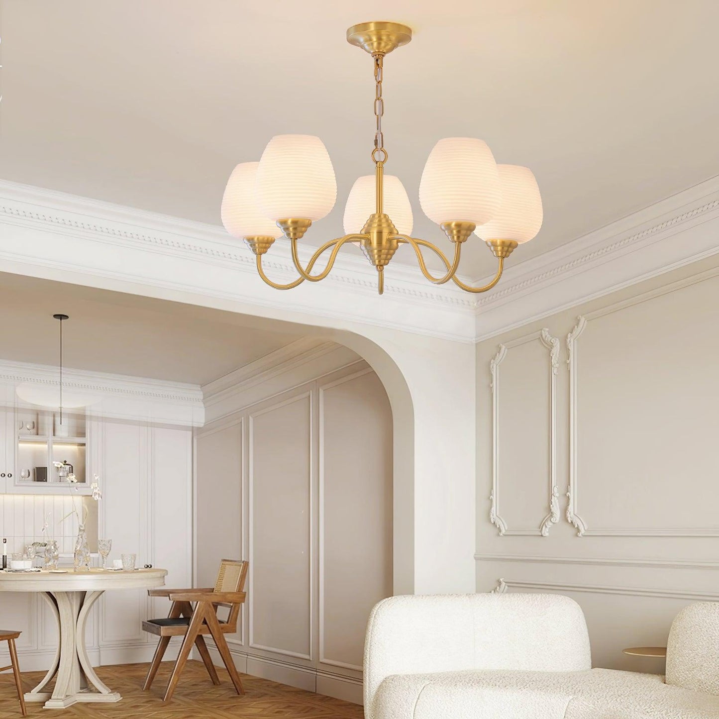 Brass Chandelier | Retro Design | 6, 8, or 10 Lights