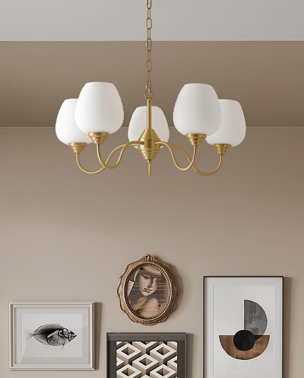 Brass Chandelier | Retro Design | 6, 8, or 10 Lights