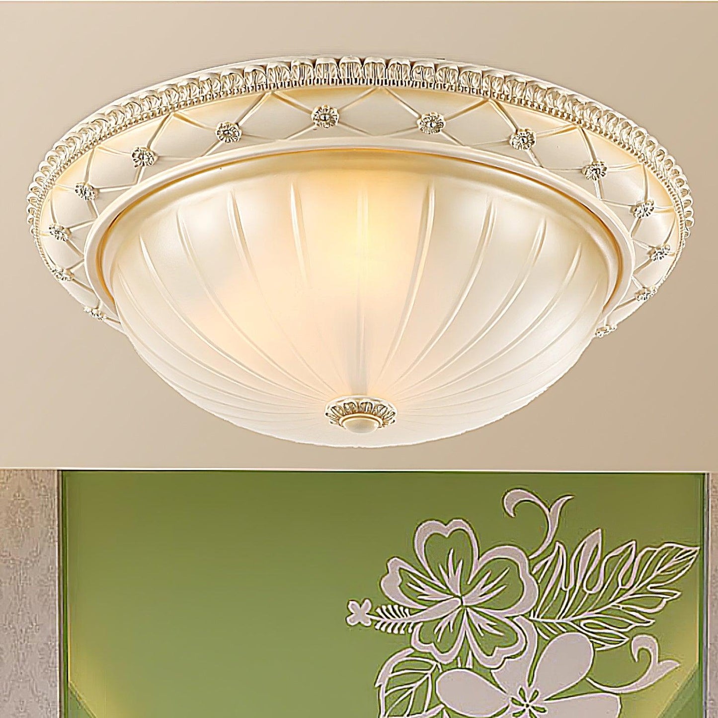 Essentials Flush Ceiling Light | Beige Finish | Indoor Lighting