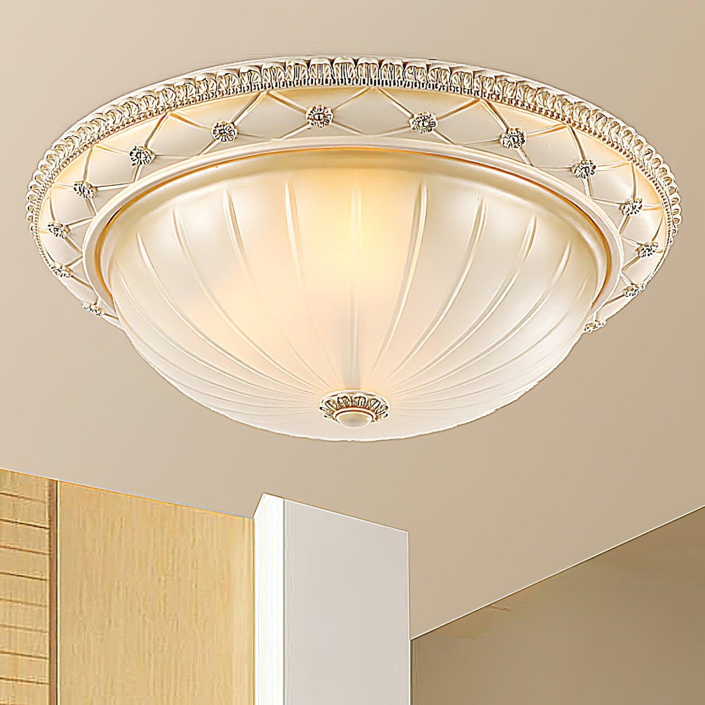 Essentials Flush Ceiling Light | Beige Finish | Indoor Lighting