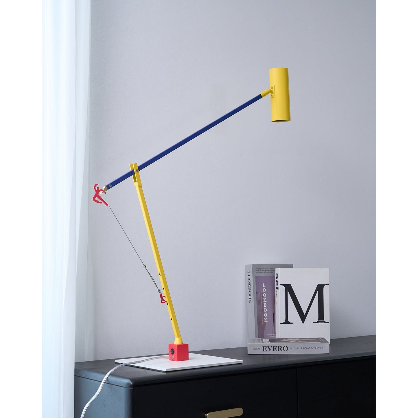 Ettorino Table Lamp | Adjustable Metal Design | Red, Yellow & Blue