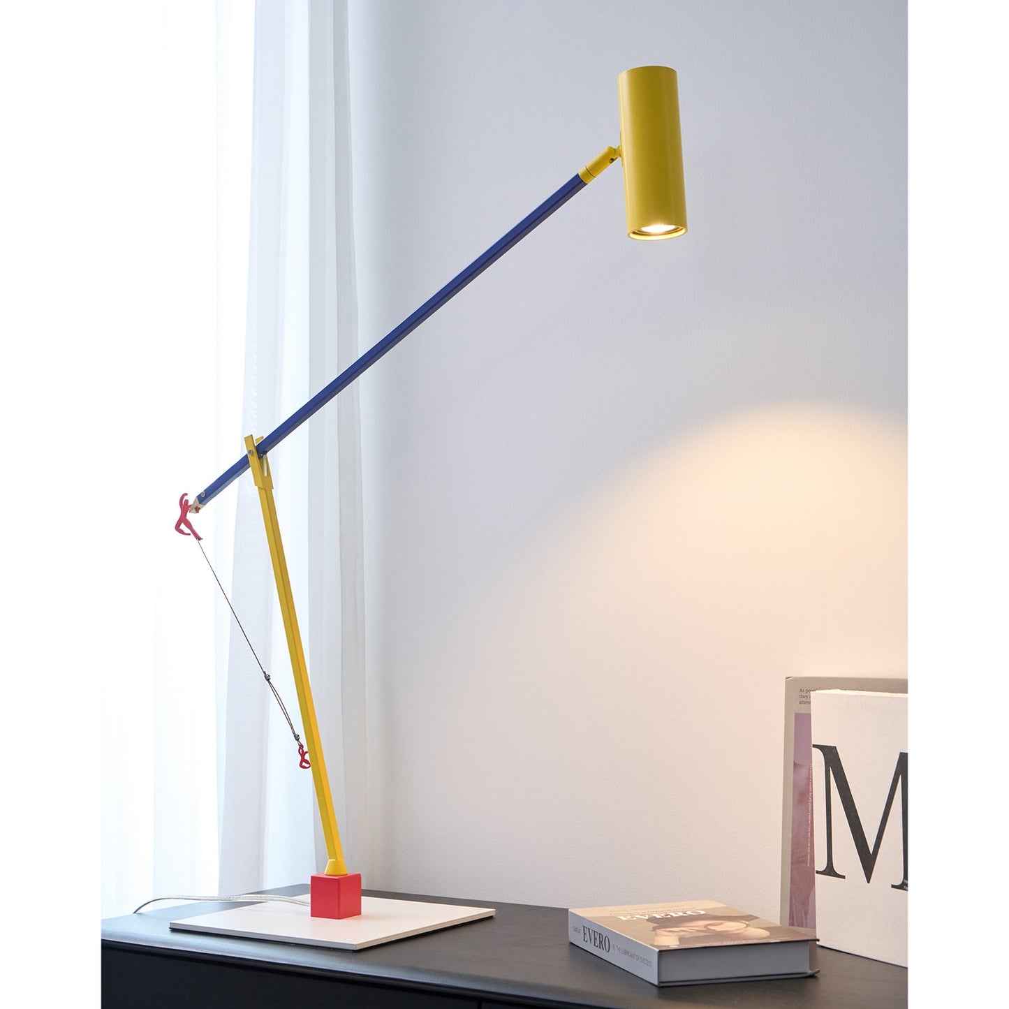 Ettorino Table Lamp | Adjustable Metal Design | Red, Yellow & Blue