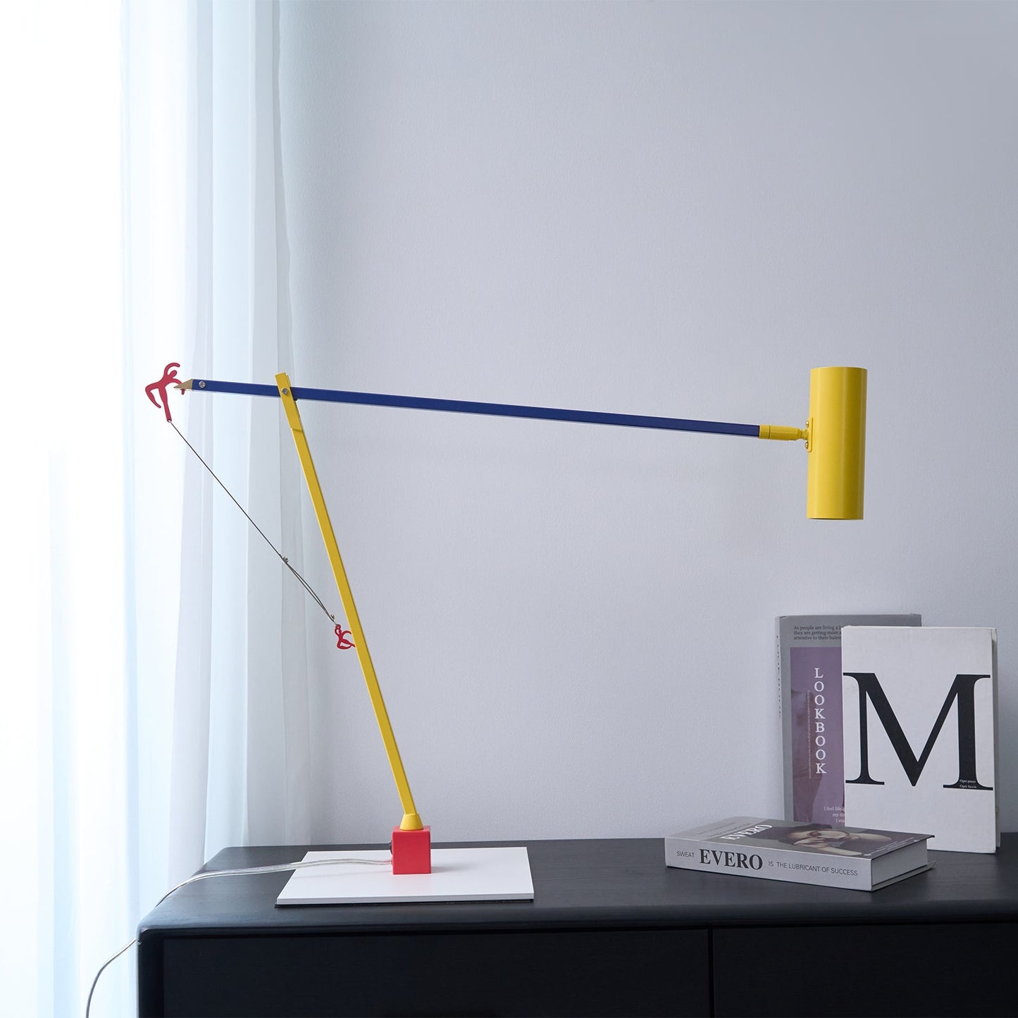 Ettorino Table Lamp | Adjustable Metal Design | Red, Yellow & Blue